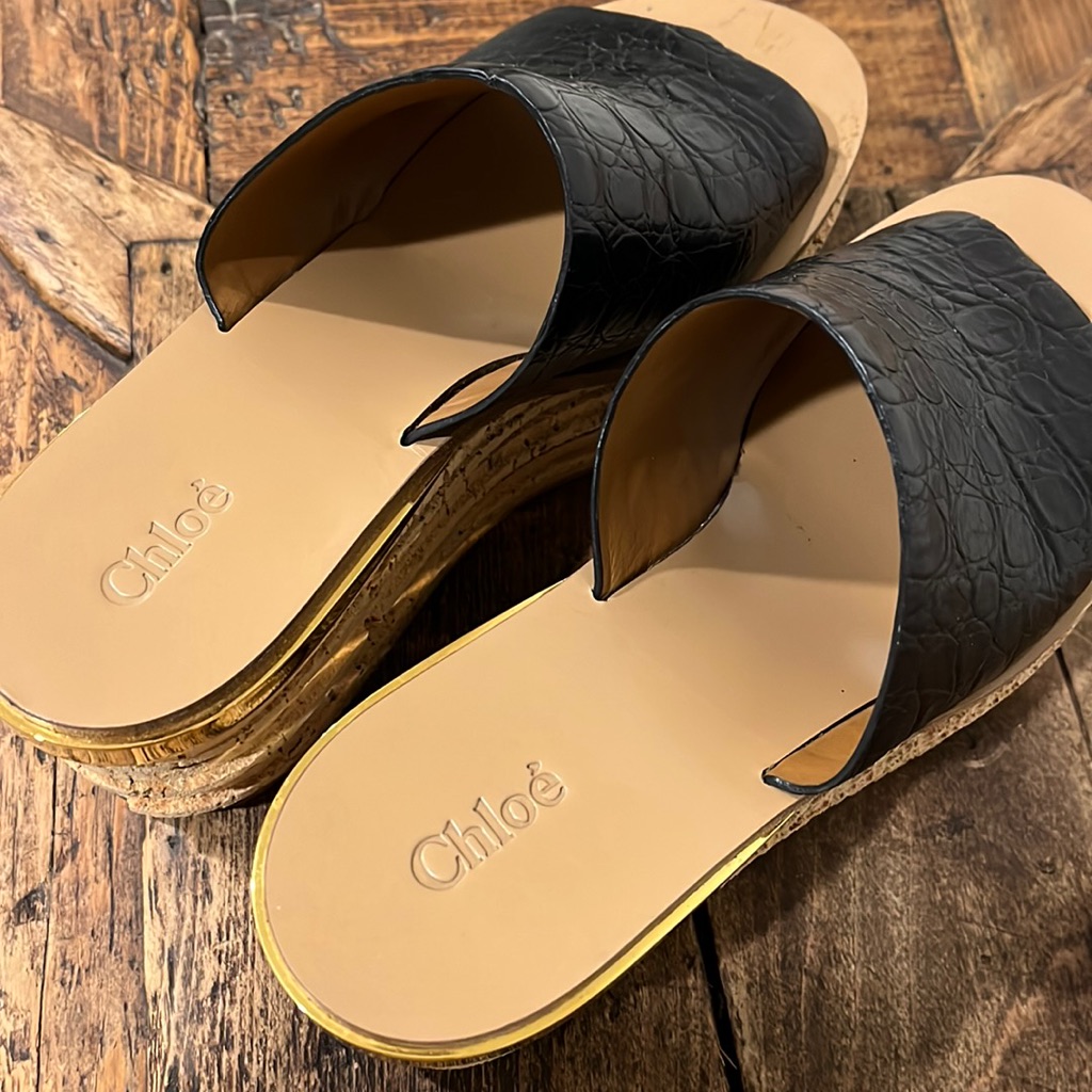 Chloe Black Wedges Sz 39